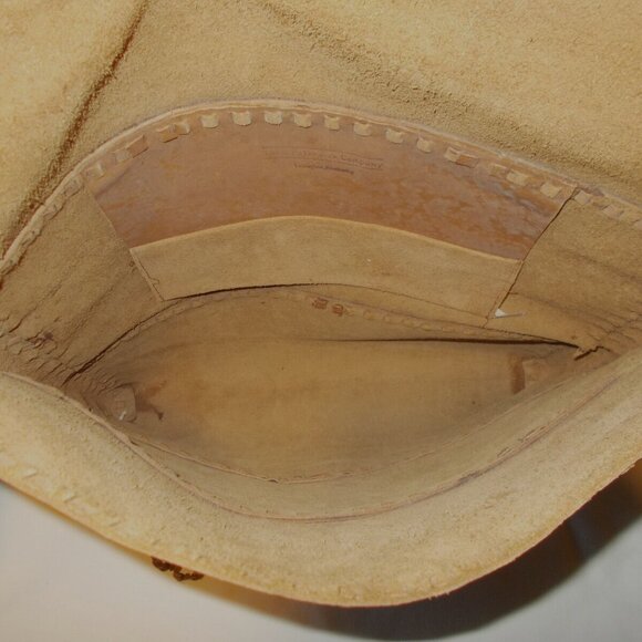 Vintage~J. Peterman Huge Leather Mail Bag Hobo Boho Fringe Satchel Purse - Picture 6 of 6